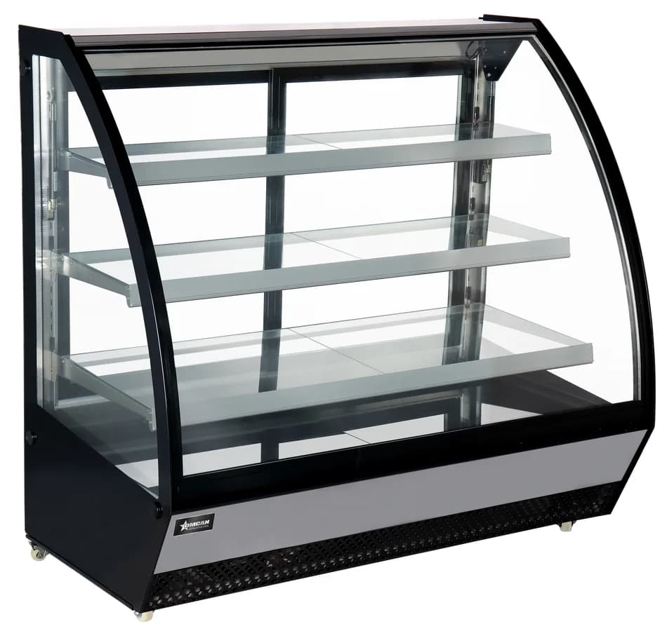 60″ Refrigerated Floor Showcase with Curved Glass, 28cu.ft. (799 Liter) Capacity