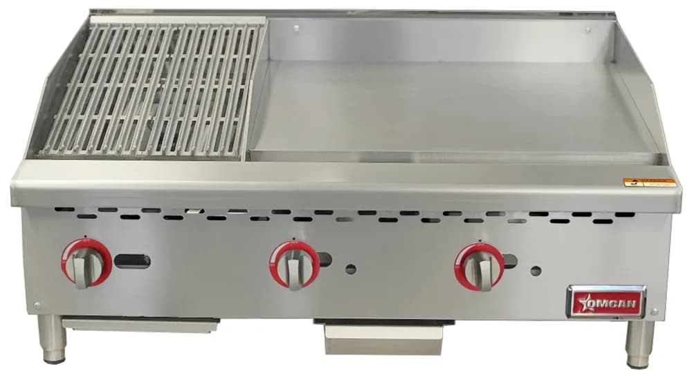 36″ Countertop Gas Combination Charbroiler and Griddle Combo- 95,000 BTU Natural