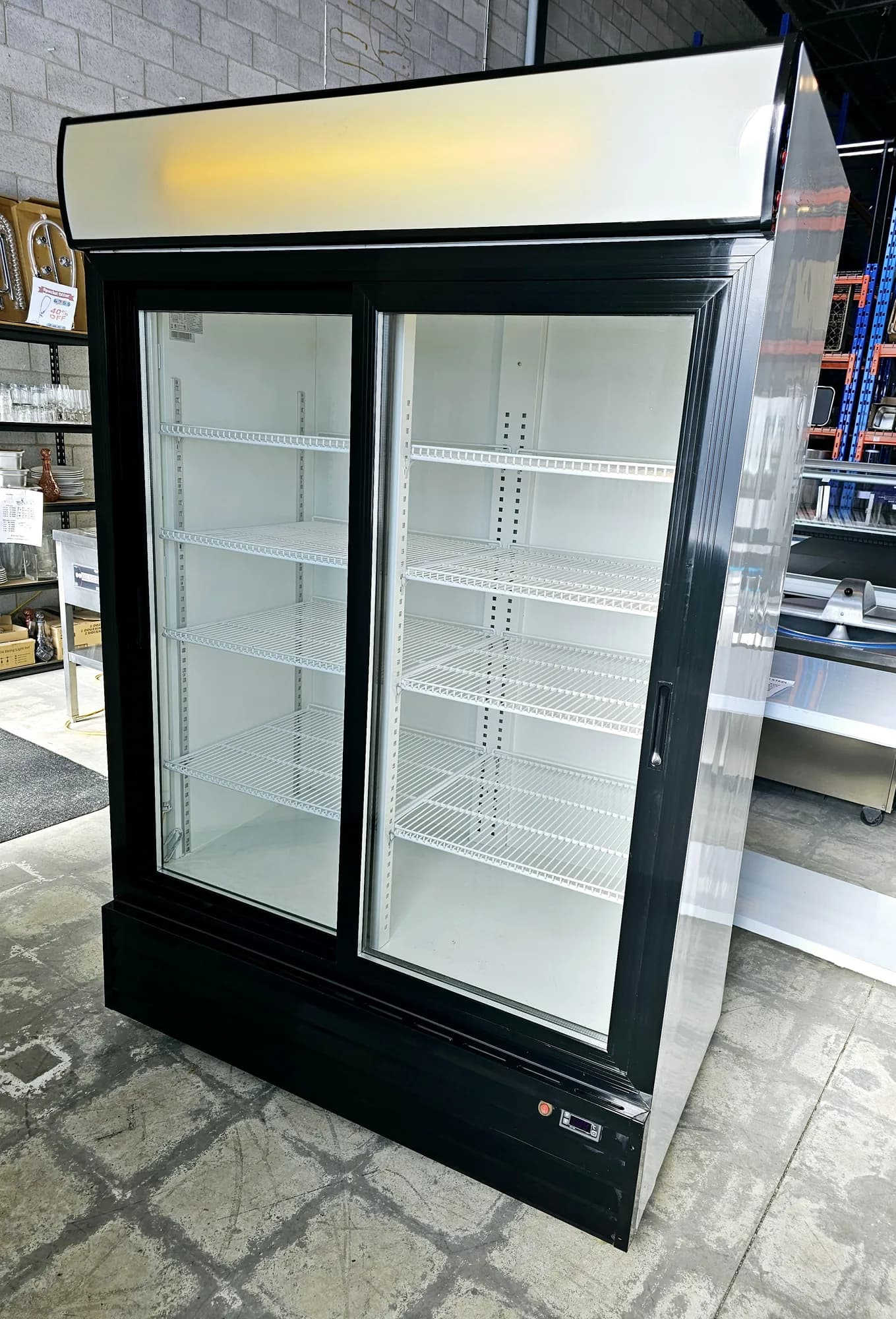 TWO SLIDING GLASS DOOR DISPLAY REFRIGERATOR