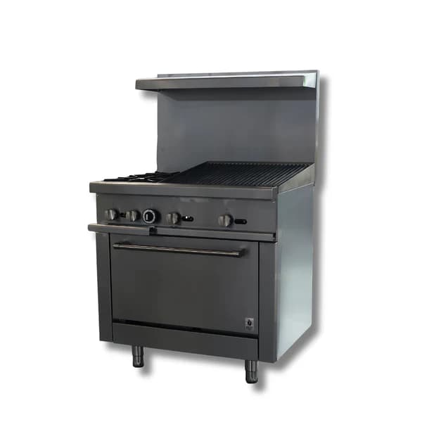 Gas Range 2 top burners 36"w/24"Charbroiler top HZ-R36-24CB