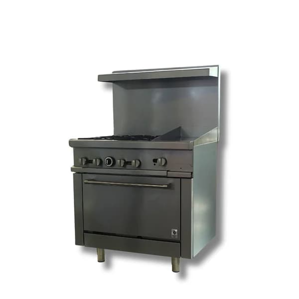 Gas Range 36"w/12" Griddle top with 4 Open Burners HZ-R36-12MG