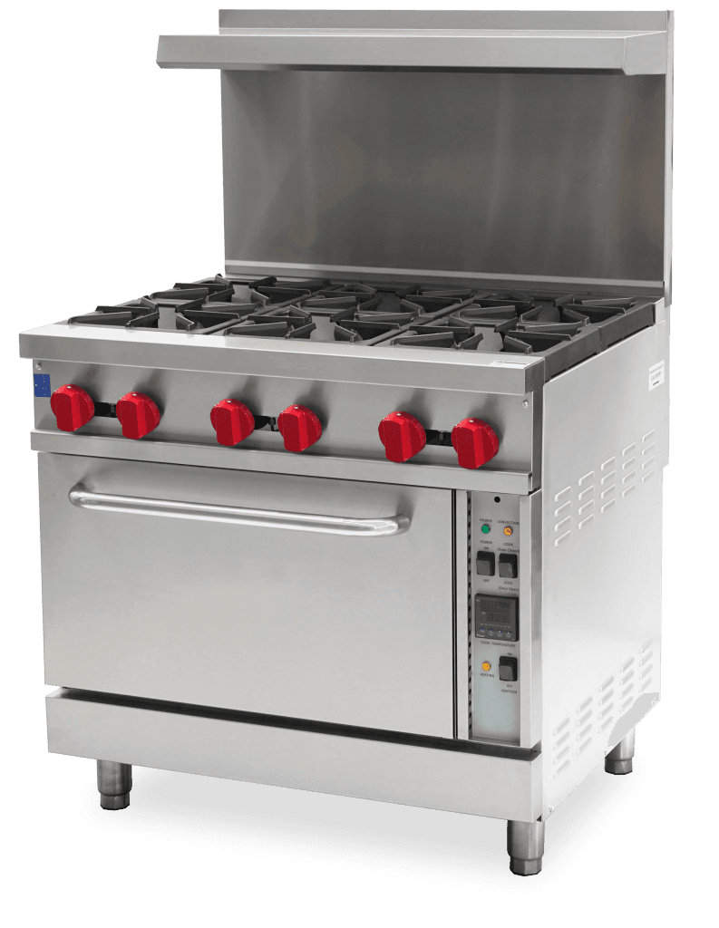 36″ Commercial Gas Range 6 Burners and Convection Oven 211,000 BTU – Liquid Prop