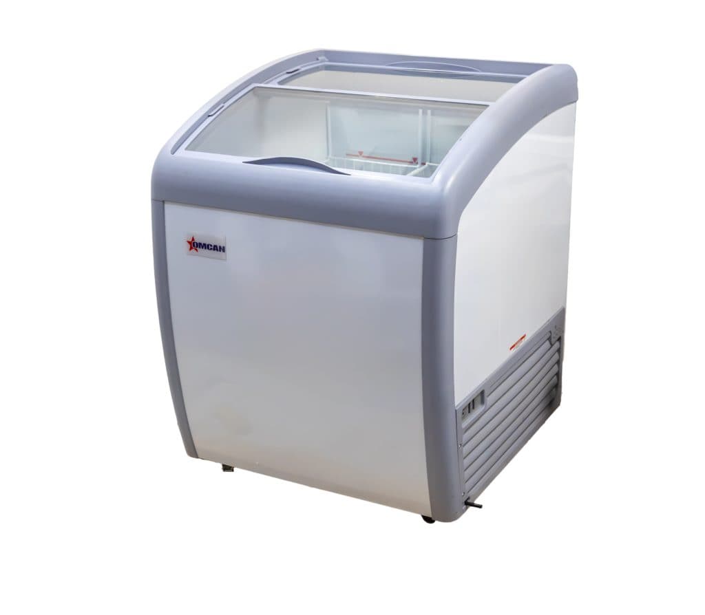 26″ Ice Cream Display Chest Freezer with Curved Glass Top, 5.6 cu.ft. Capacity –