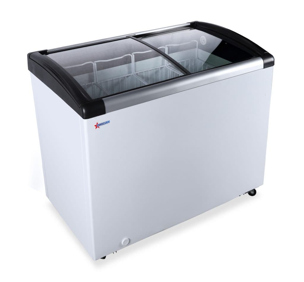 44″ Ice Cream Display Chest Freezer with Curved Glass Top, 6.7 cu.ft. Capacity –