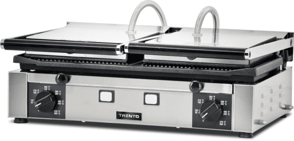 Elite Series 10″ x 19″ Double Panini Grill with Grooved Top and Bottom Grill Sur