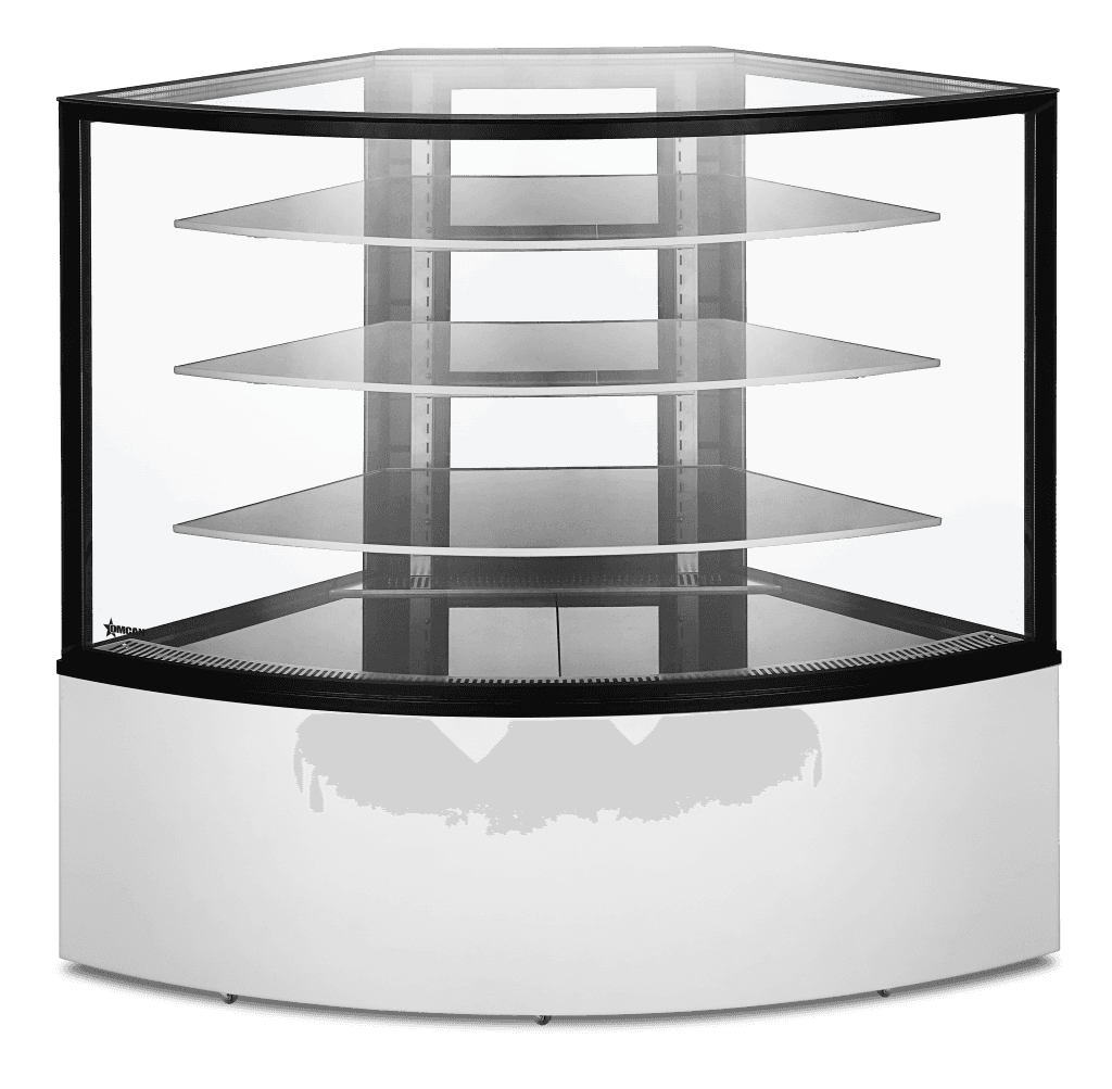 59″ Refrigerated Corner Floor Glass Display Case 16.8 cu.ft / 475 L Capacity