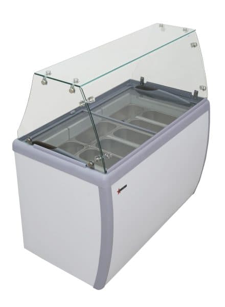 50″ Nine Pan Gelato Dipping Cabinet with Flat Sneeze Guard and Pans