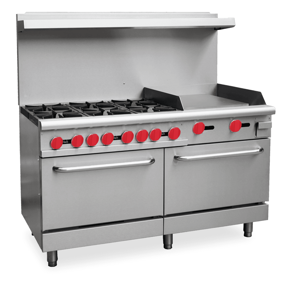60″ Commercial Gas Range with 6 Burners, 24″ Griddle and 2 Standard Ovens 282,00