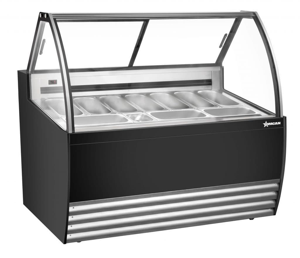 55″ Gelato Display Showcase (Black Exterior) with 10 Pans