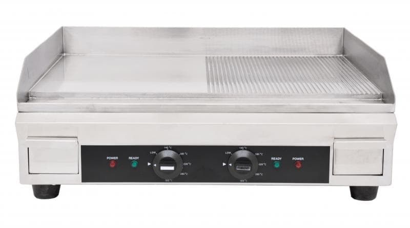 Stainless Steel Griddle with Half-Smooth and Half-Ribbed Surface and 23.87″x 16″