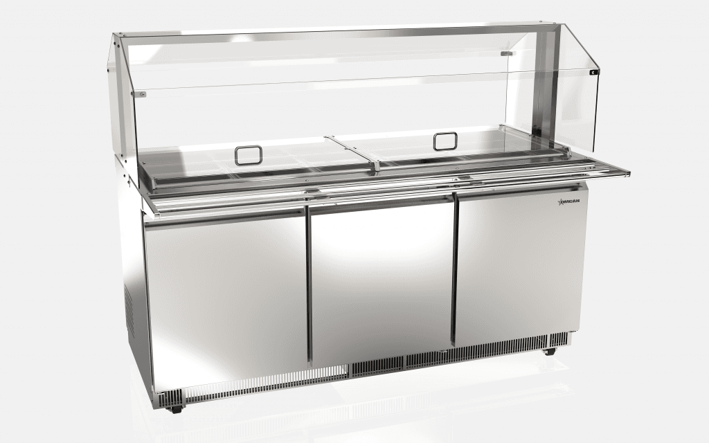 Stainless Steel Refrigerated Salad Bar Cold Food Table With Sneeze Guard