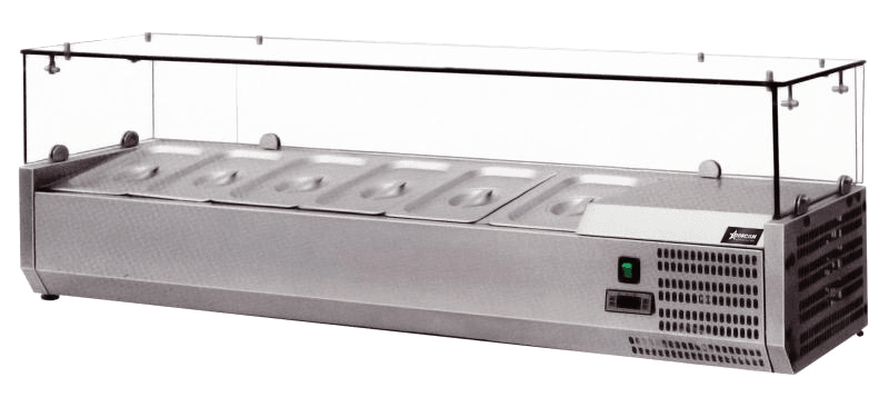 59-inch Refrigerated Topping Rail with Glass Guard