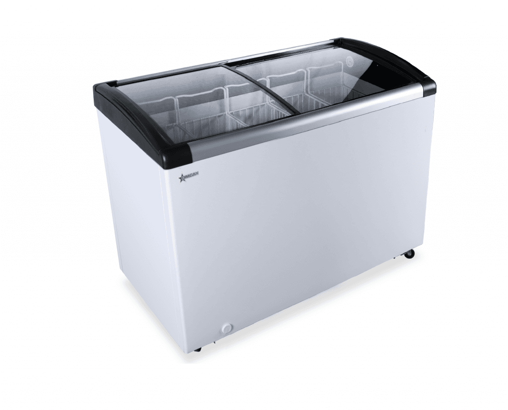 48″ Ice Cream Display Chest Freezer with Curved Glass Top, 7.6 cu.ft. Capacity –