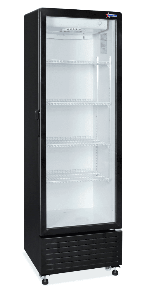 23″ Single Glass Door Black Refrigerator with 10.7cu.ft. / 285L Capacity – 110V,