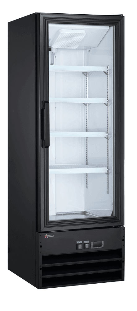 22-inch Single Door Swing Glass Door Refrigerator with 9.1 cu.ft. capacity – Bla