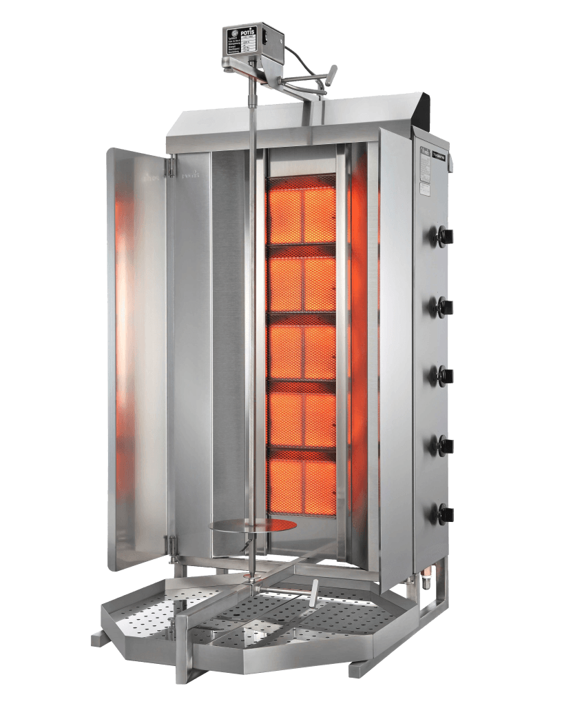 Potis MU GD5 120 kg Natural Gas Vertical Broiler / Shawarma Machine with 5 Burne