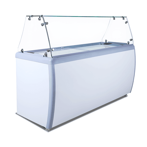 60-inch Ice Cream Dipping Freezer with Flat Sneeze Guard