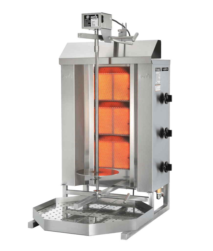 Potis GD3 40 kg Natural Gas Doner Kebab Machine / Vertical Broiler with 3 Burner