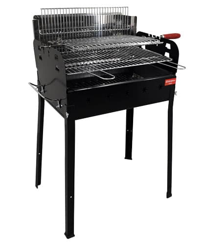 Painted Steel Charcoal BBQ Grill with Stainless Steel Double Grid and Central Ro
