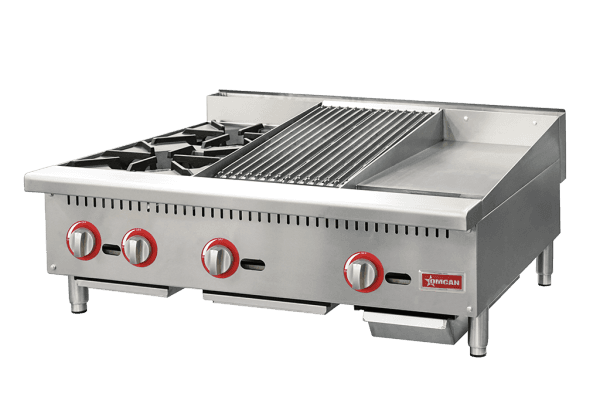 36″ Countertop Gas Combination Hot Plate, Charbroiler and Griddle Combo- 115,000