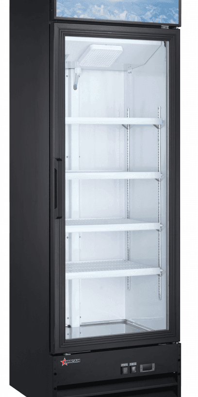 26-inch Single Door Swing Glass Door Refrigerator with 14 cu.ft. capacity – Blac