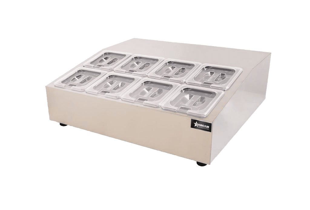 28″ Countertop Refrigerated Prep Rail with 8 x GN 1/6 Pans Capacity