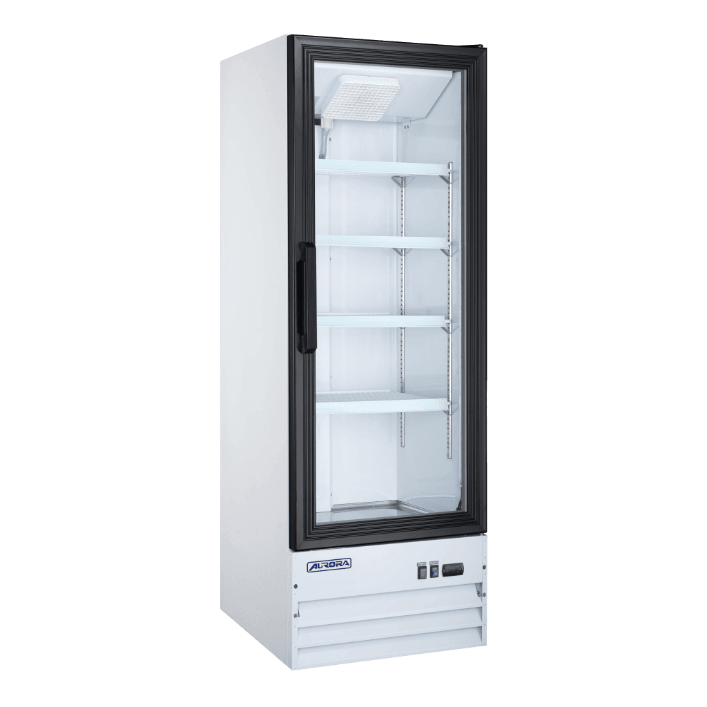 Aurora 22″ White Display Refrigerator, 1 Glass Door, 8.5 cu.ft. (240 L) Capacity