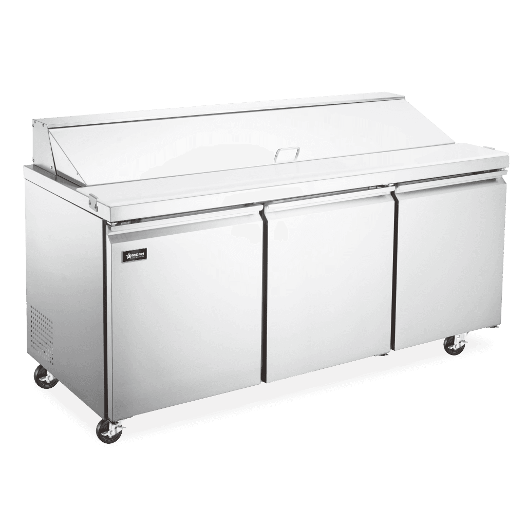 70″ Refrigerated Prep Table, 3 Doors, 15.5 cu.ft. Capacity