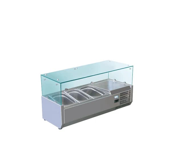 Refrigerated Topping Rail with Glass Guard COLD ZONE TR-40XG