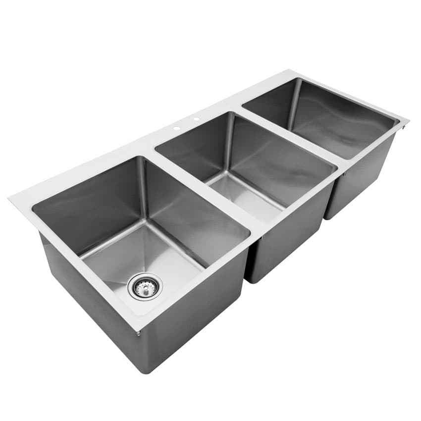 Stainless Steel Triple Drop In Sink With Flat Top