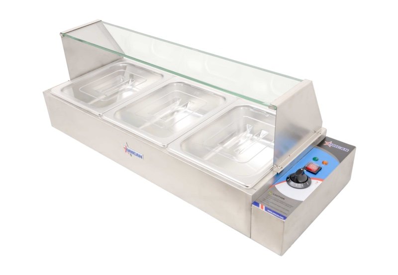 36" Bain Marie with 3 Half-size Pans and 1.5 kW