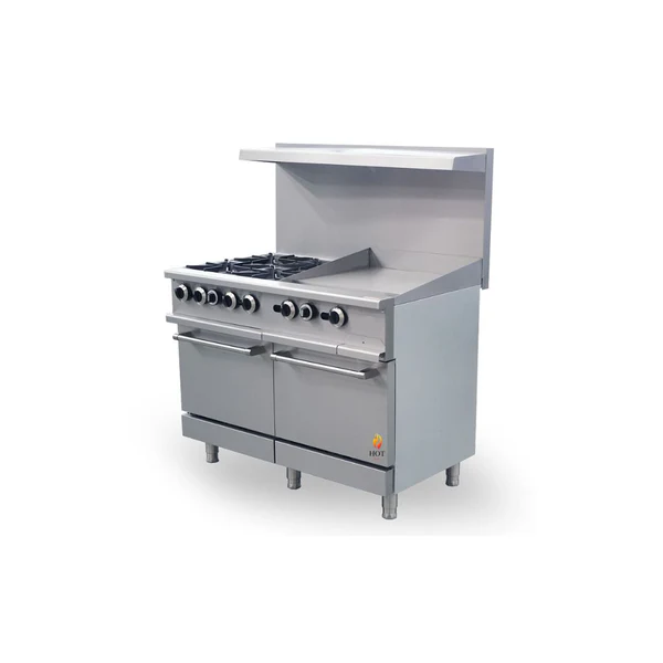 Gas Range with Built-In Convection Oven(Thermostat) 48"w/24" Griddle top HZ-CR48