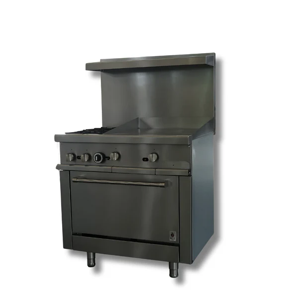 Gas Range 36"w/24"Griddle top with 2 Open Burners HZ-R36-24MG