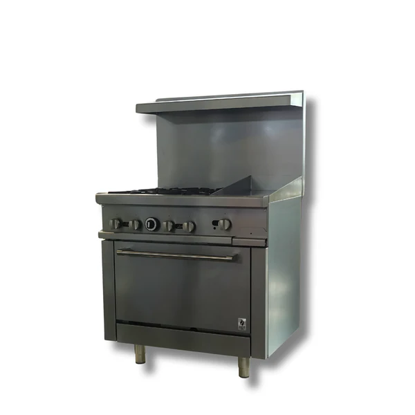 Gas Range 36"w/12" Griddle top with 2 Open Burners HZ-R36-12MG