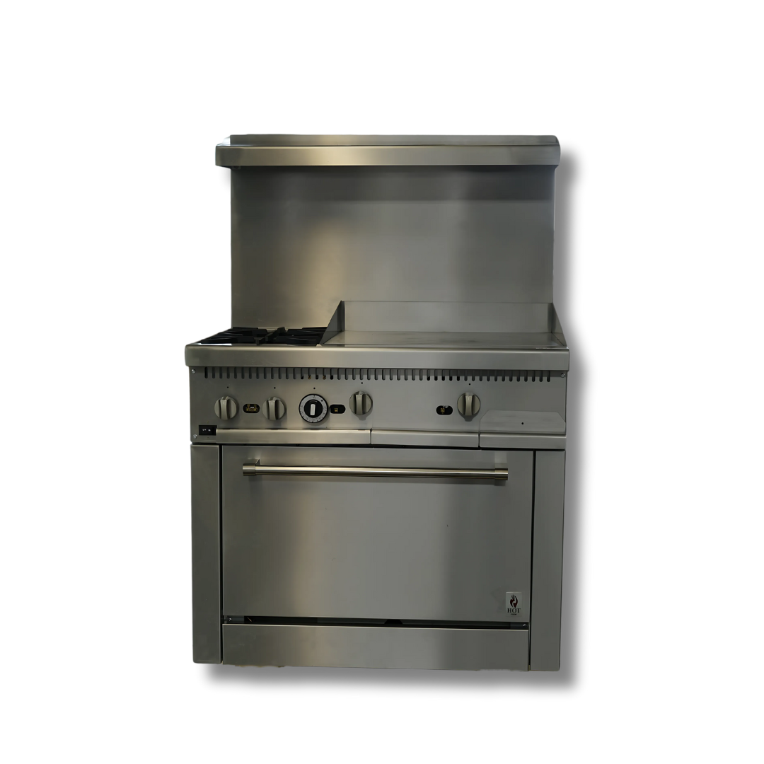 Gas Range with Built-In Convection Oven 36"w/24" Griddle top (Thermostat) HZ-CR36-24TG
