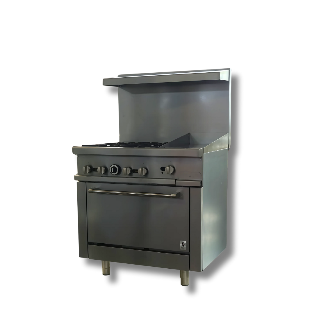 Gas Range 36"w/12" Griddle top with 4 Open Burners HZ-R36-12MG