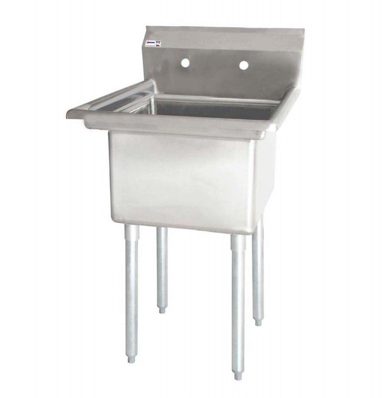 24″ x 24″ x 14″ 18-gauge stainless steel One Tub Sink with 1.8″ Corner Drain Without Drainboard