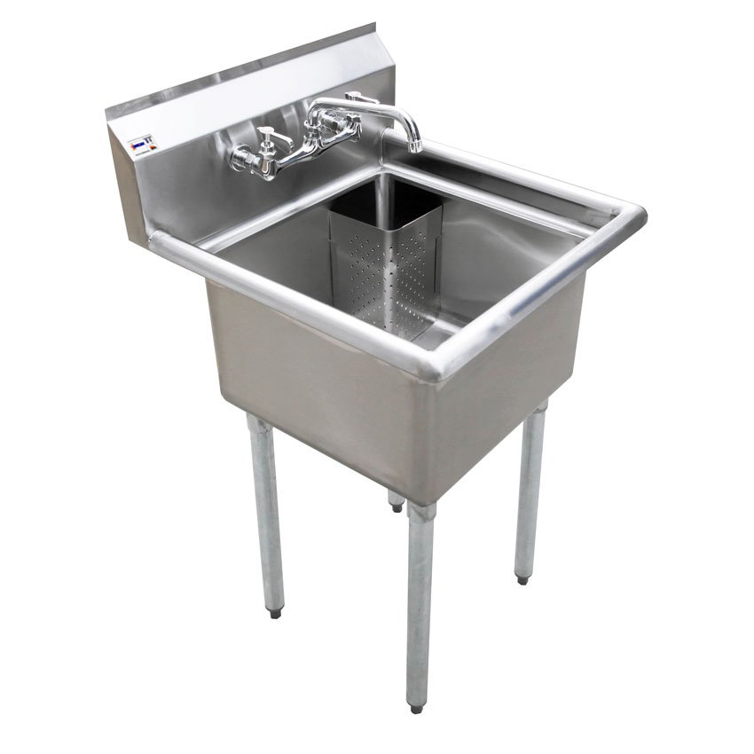 18″ x 18″ x 11″ 18-Gauge Stainless Steel One Tub Sink with 1.8″ Corner Drain Without Drainboard