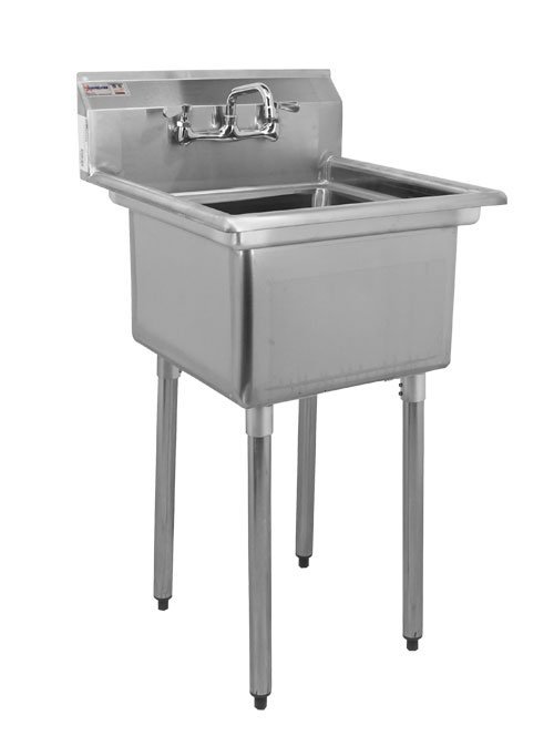 18-Gauge Stainless Steel One Tub Sink with 3.5″ Center Drain Without Drainboard – Image 2