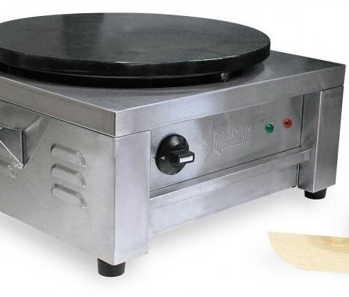 Countertop Stainless Steel Crepe Griddle with 15.62″ diameter Cast Iron Plate