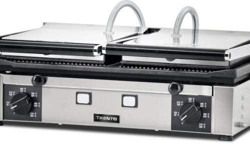 Elite Series 10″ x 19″ Double Panini Grill with Grooved Top and Bottom Grill Sur