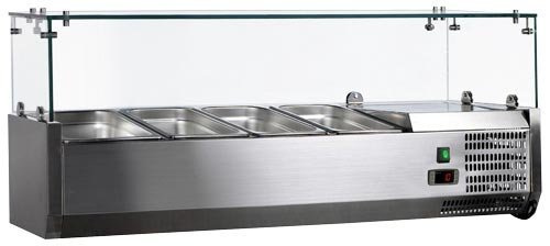 Refrigerated Topping Rail with Glass Guard