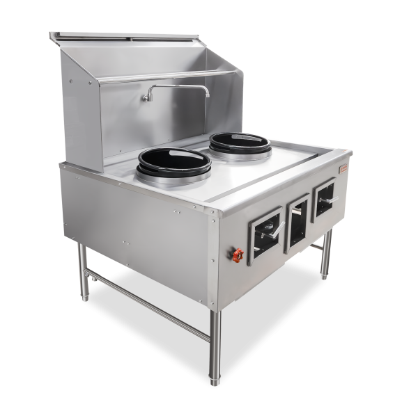 Two Chamber Wok Range with 2 x 13″ Rings, Backsplash, Faucet, 190,000 BTU – Natu – Image 5