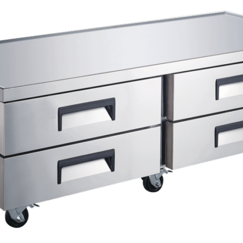 72″ Stainless Steel Refrigerated Chef Base with 4 Drawers – 385L (14 cu.ft.) Cap