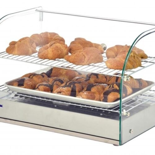 22" Countertop Display Warmer with Front Curved Glass and 2 Rear Hinged Doors