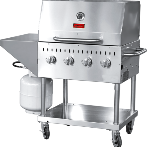 Stainless Steel Propane Outdoor BBQ Grill with Top and Side Shelves