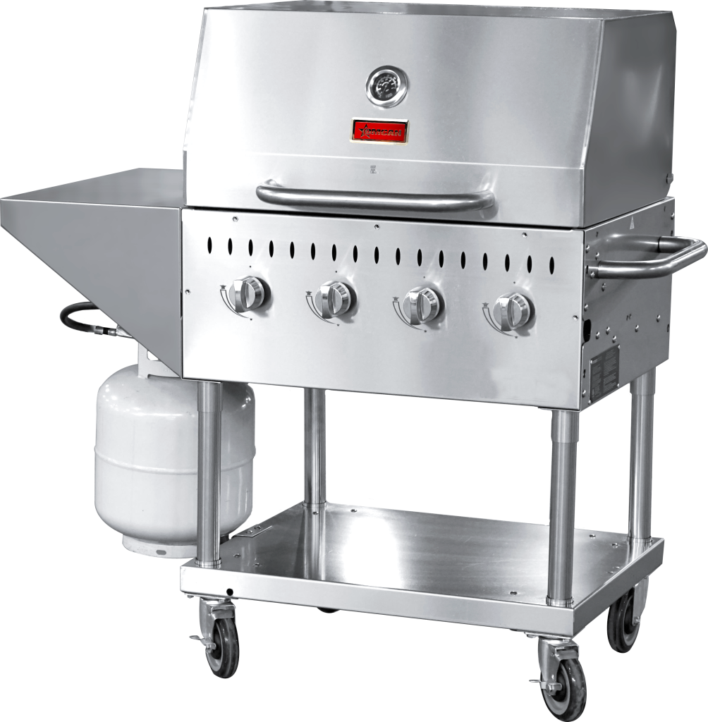 Stainless Steel Propane Outdoor BBQ Grill with Top and Side Shelves