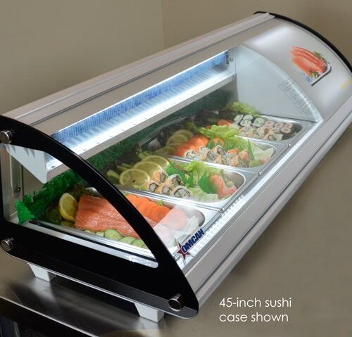 Refrigerated Sushi Showcase with Curved Glass