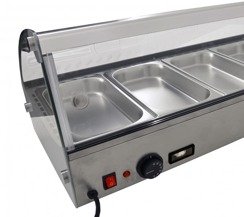 44" Countertop Curved Glass Display Warmer with 6 Pans - Image 2