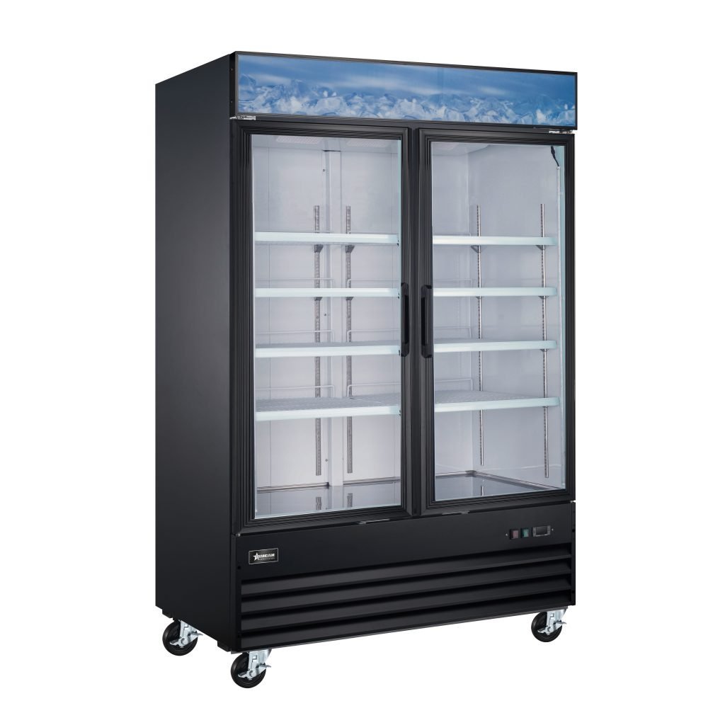 53” Black Display Refrigerator, 2 Swings Glass Doors, 45 cu. ft. (1270 L) Capaci